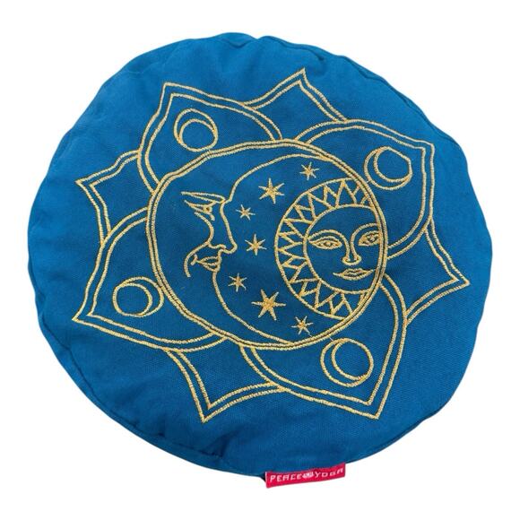 Yoga Meditation Buckwheat Bolster Pillow Cushion Sun Blue 12" x 5" Althleisure - Picture 1 of 4